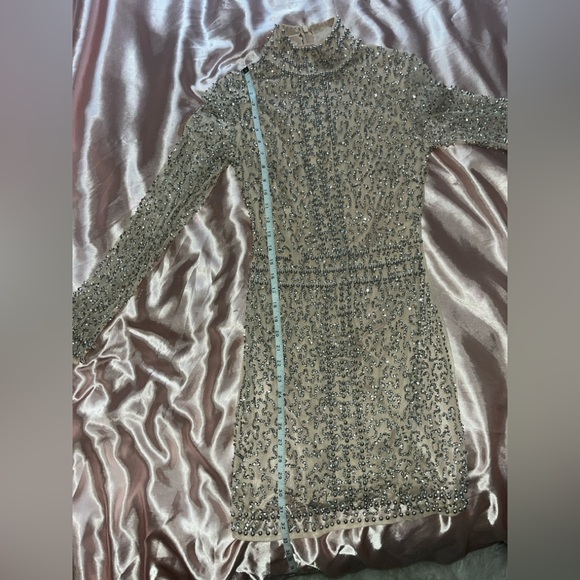 Special occasion Beaded Sequin turtleneck dress mesh lining prettylittlething - Picture 12 of 13